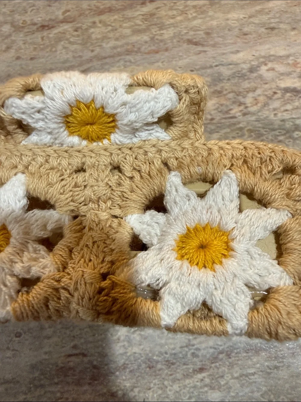 Handmade Tan Crochet Claw Clip